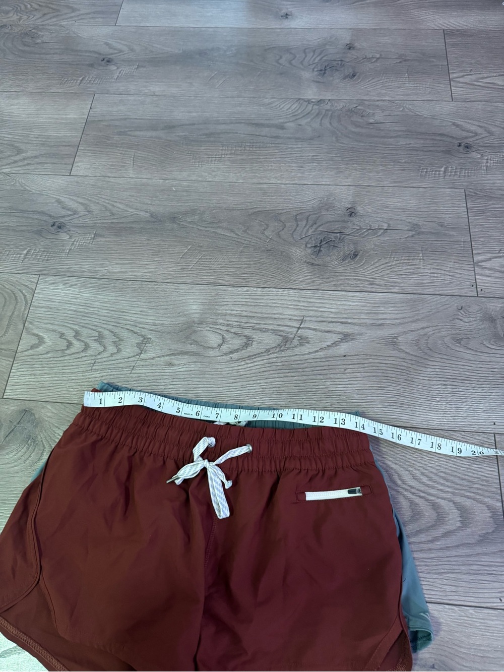 Vuori Women's Athletic Shorts - Light Blue & Brick Red - Picture 4 of 6